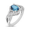 Thumbnail Image 2 of Oval-Cut Swiss Blue Topaz & Diamond Accent Bypass Swirl Ring Sterling Silver