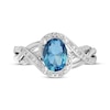 Thumbnail Image 3 of Oval-Cut Swiss Blue Topaz & Diamond Accent Bypass Swirl Ring Sterling Silver