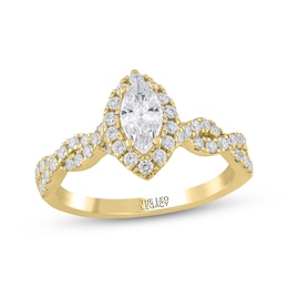 THE LEO Legacy Lab-Grown Diamond Marquise-Cut Halo Engagement Ring 1 ct tw 14K Yellow Gold