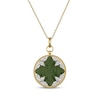 Thumbnail Image 1 of Nephrite Jade & White Lab-Created Sapphire Circle Necklace 18K Yellow Gold-Plated Sterling Silver 18"