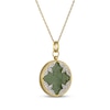 Thumbnail Image 2 of Nephrite Jade & White Lab-Created Sapphire Circle Necklace 18K Yellow Gold-Plated Sterling Silver 18"