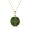 Thumbnail Image 3 of Nephrite Jade & White Lab-Created Sapphire Circle Necklace 18K Yellow Gold-Plated Sterling Silver 18"