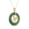 Thumbnail Image 2 of Nephrite Jade & White Lab-Created Sapphire Horse Necklace 18K Yellow Gold-Plated Sterling Silver 18"