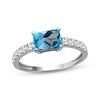 Thumbnail Image 1 of Emerald-Cut Swiss Blue Topaz & White Lab-Created Sapphire Ring Sterling Silver