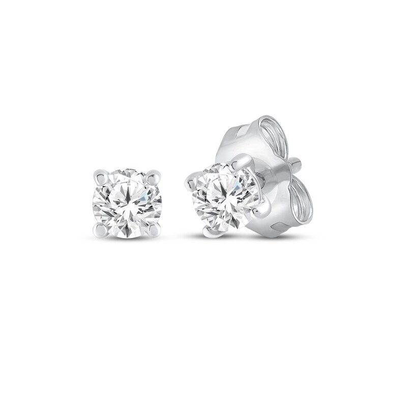 Main Image 3 of Lab-Grown Diamond Solitaire Necklace & Stud Set 1/2 ct tw 10K White Gold