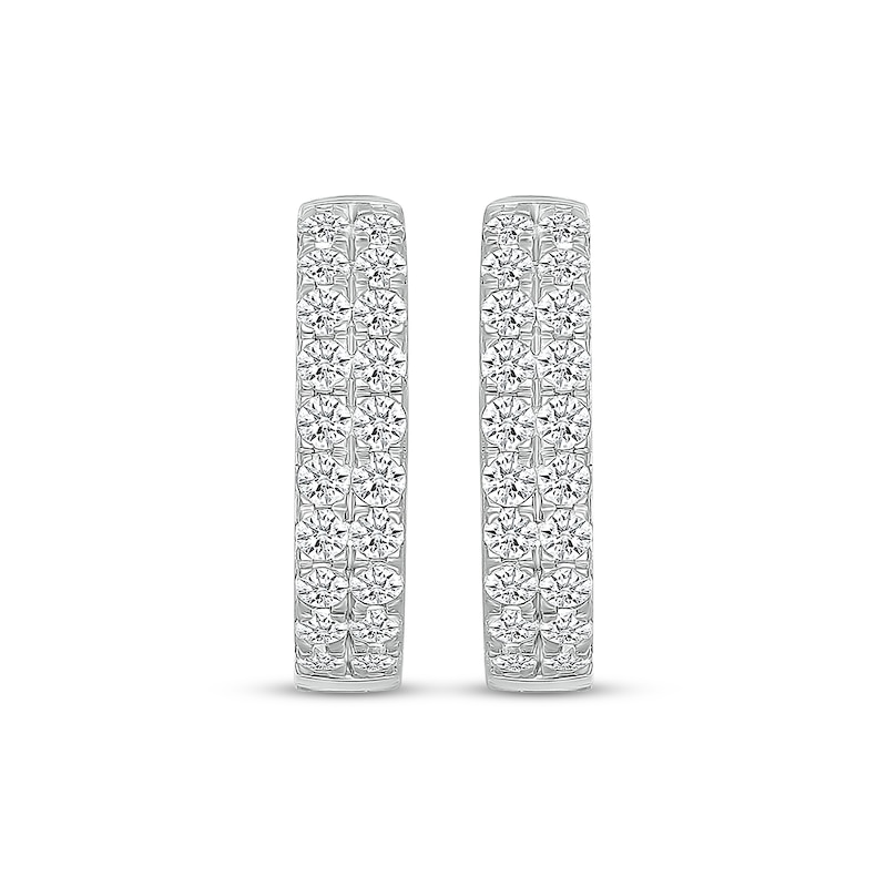 Main Image 2 of KAY Lab-Grown Diamonds Two-Row Hoop Earrings 1 ct tw 10K White Gold
