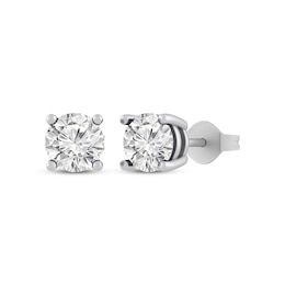 White Lab-Created Sapphire Solitaire Stud Earrings Sterling Silver