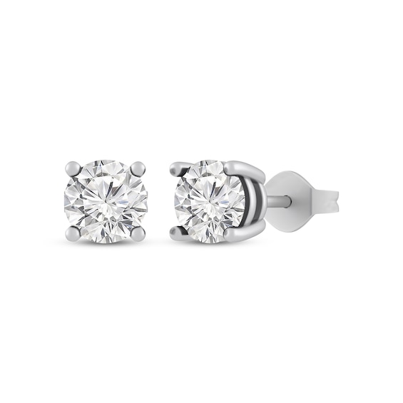 White Lab-Created Sapphire Solitaire Stud Earrings Sterling Silver