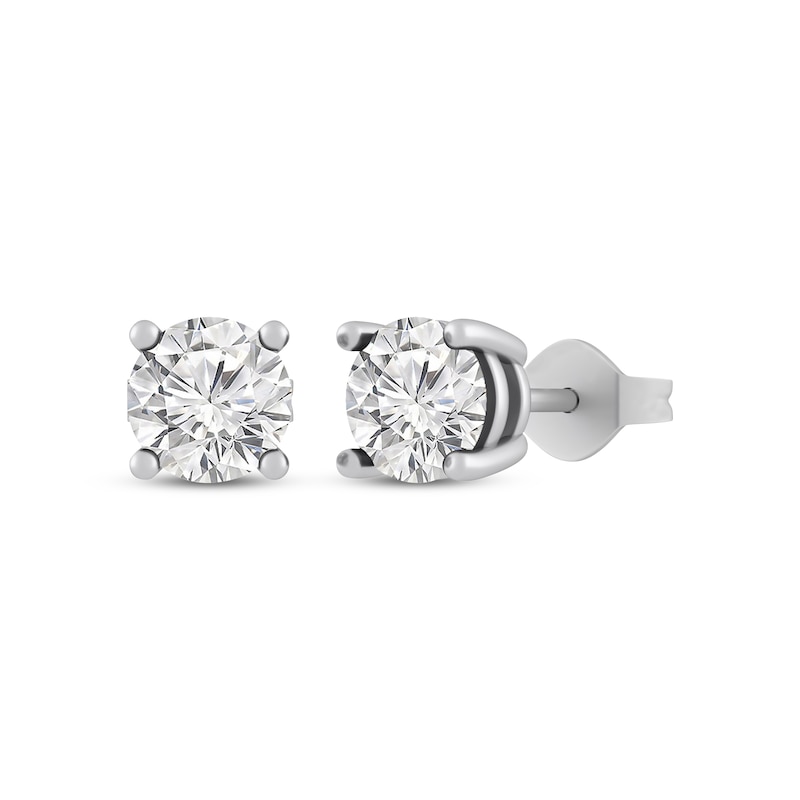 Main Image 1 of White Lab-Created Sapphire Solitaire Stud Earrings Sterling Silver