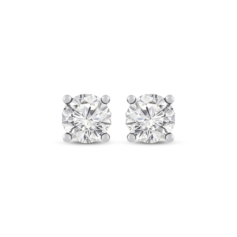 Main Image 2 of White Lab-Created Sapphire Solitaire Stud Earrings Sterling Silver