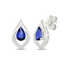 Thumbnail Image 1 of Pear-Shaped Blue & White Lab-Created Sapphire Stud Earrings Sterling Silver