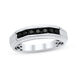 Men's Black Diamond Ring 1/2 ct tw 10K White Gold