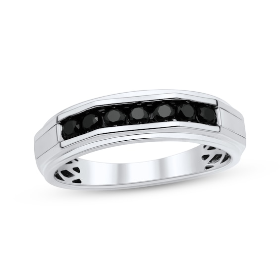 Men's Black Diamond Ring 1/2 ct tw 10K White Gold