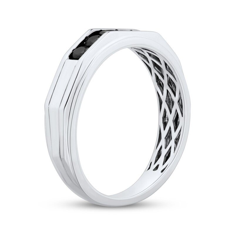 Main Image 2 of Men's Black Diamond Ring 1/2 ct tw 10K White Gold