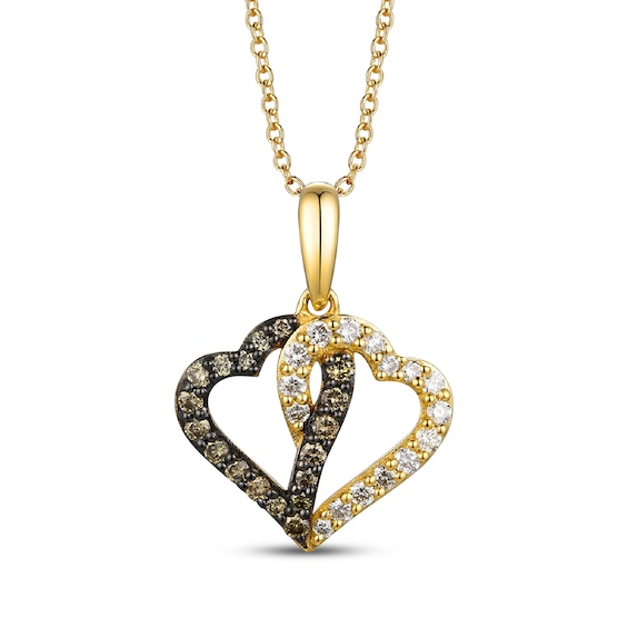 Le Vian Double Heart Diamond Necklace 1/3 ct tw 14K Honey Gold 20"