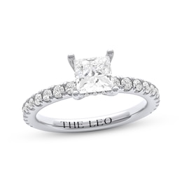 THE LEO Diamond Princess-Cut Hidden Halo Engagement Ring 1-1/2 ct tw 14K White Gold