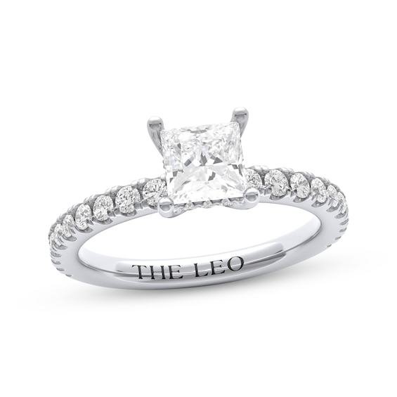THE LEO Diamond Princess-Cut Hidden Halo Engagement Ring 1-1/2 ct tw 14K White Gold