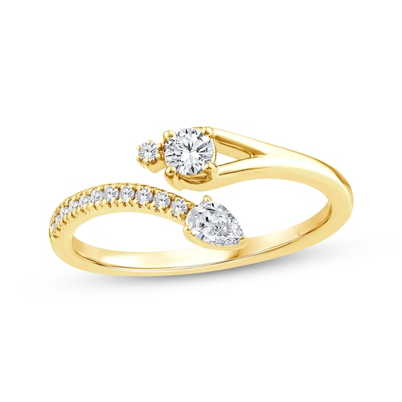 KAY Lab-Grown Diamonds Pear & Round-Cut Bypass Ring 1/3 ct tw 10K Yellow Gold