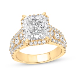 Adore Lab-Grown Diamonds Certified Radiant-Cut Lab-Grown Diamond Halo Engagement Ring 4-1/2 ct tw 14K Yellow Gold
