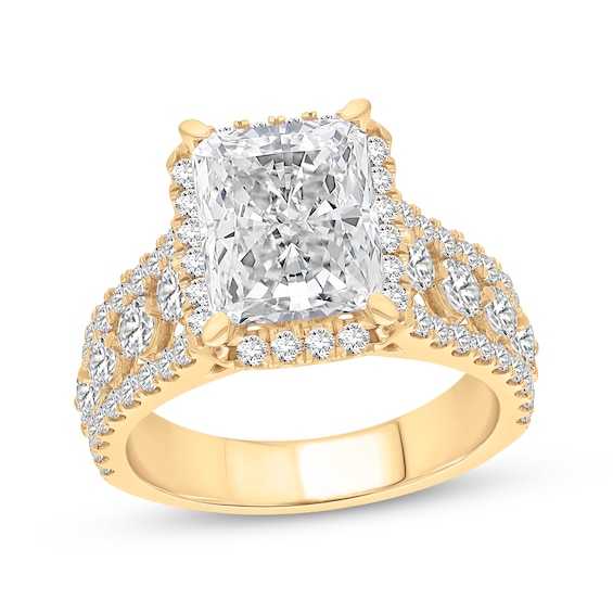 Adore Lab-Grown Diamonds Certified Radiant-Cut Lab-Grown Diamond Halo Engagement Ring 4-1/2 ct tw 14K Yellow Gold