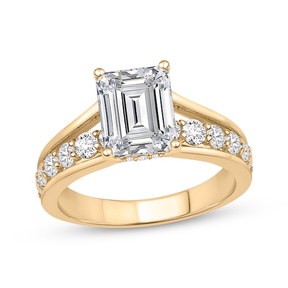 Adore Lab-Grown Diamonds Certified Emerald-Cut Hidden Halo Engagement Ring 3-3/4 ct tw 14K Yellow Gold