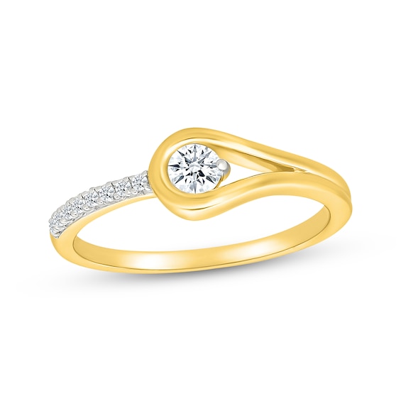 KAY Lab-Grown Diamonds Latch Ring 1/5 ct tw 24K Yellow Gold Vermeil Sterling Silver