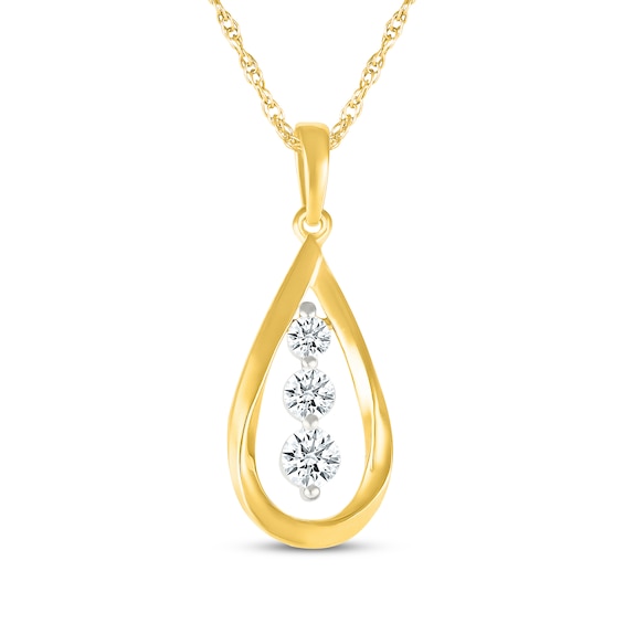 KAY Lab-Grown Diamonds Teardrop Necklace 1/4 ct tw 10K Yellow Gold 18"