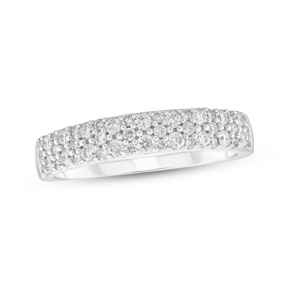 Adore Diamond Three-Row Anniversary Ring 3/8 ct tw 10K White Gold