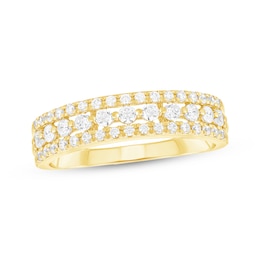 Adore Diamond Three-Row Open Anniversary Ring 3/8 ct tw 10K Yellow Gold