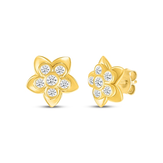 KAY Lab-Grown Diamonds Layered Flower Stud Earrings 1/2 ct tw 24K Yellow Gold Vermeil Sterling Silver