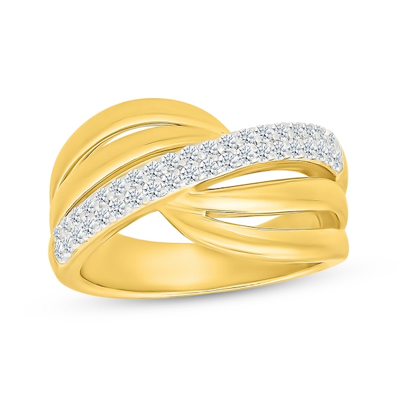 KAY Lab-Grown Diamonds Crossover Wave Ring 1/3 ct tw 24K Yellow Gold Vermeil Sterling Silver