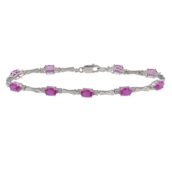 Oval Twist Bar Birthstone Bracelet (2 Stones)