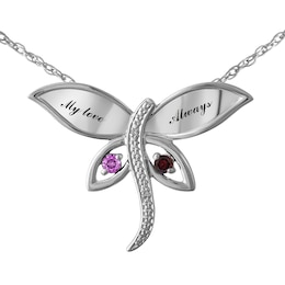 Couple's Birthstone Dragonfly Necklace