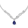 Thumbnail Image 1 of Teardrop Necklace Lab-Created Sapphire Sterling Silver