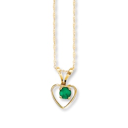 Natural Emerald Necklace 14K Yellow Gold 15&quot;