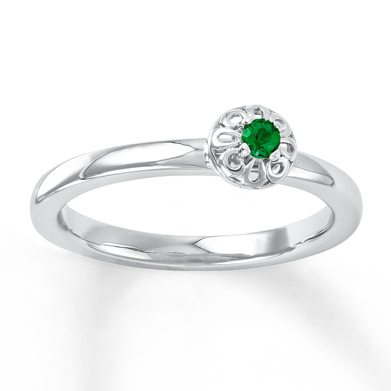 Stackable Ring Lab-Created Emerald Sterling Silver