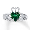 Thumbnail Image 0 of Claddagh Ring Lab-Created Emerald Sterling Silver