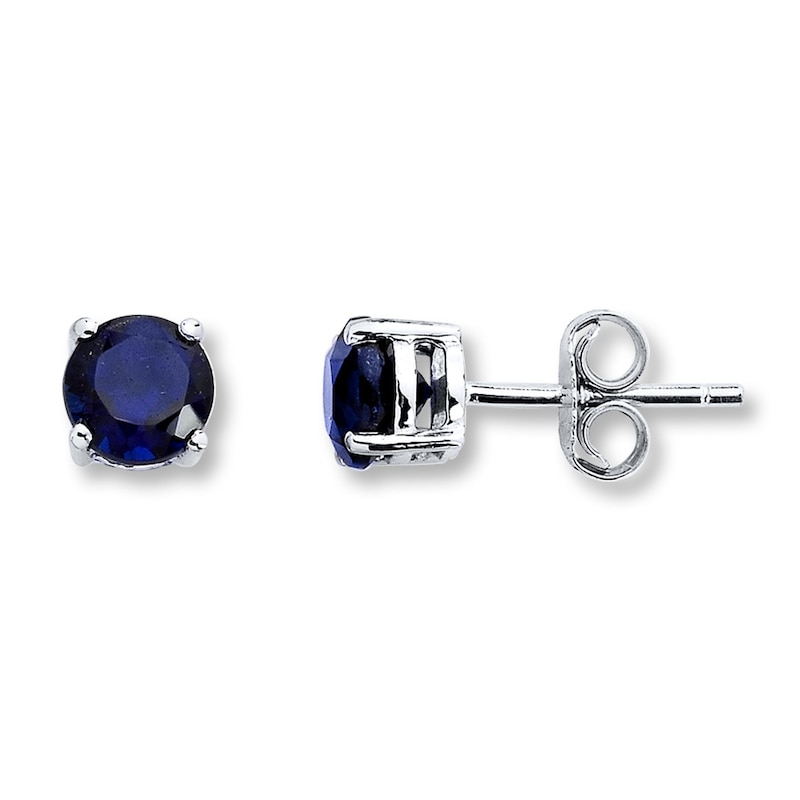 Lab-Created Sapphire 14K White Gold Earrings