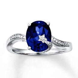 Lab-Created Sapphire Diamond Accents Sterling Silver Ring