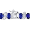 Thumbnail Image 1 of Lab-Created Sapphires Diamond Accents Sterling Silver Bracelet