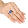 Thumbnail Image 1 of Lab-Created Sapphire Diamond Accents Sterling Silver Ring