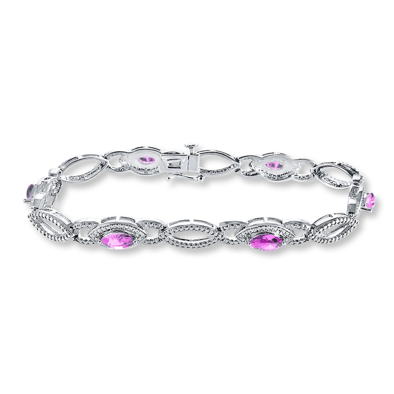 Lab-Created Sapphire Diamond Accents Sterling Silver Bracelet