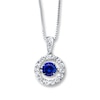 Thumbnail Image 0 of Unstoppable Love Lab-Created Sapphire Sterling Silver Necklace