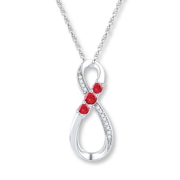 Diamond Infinity Necklace Lab-Created Rubies Sterling Silver