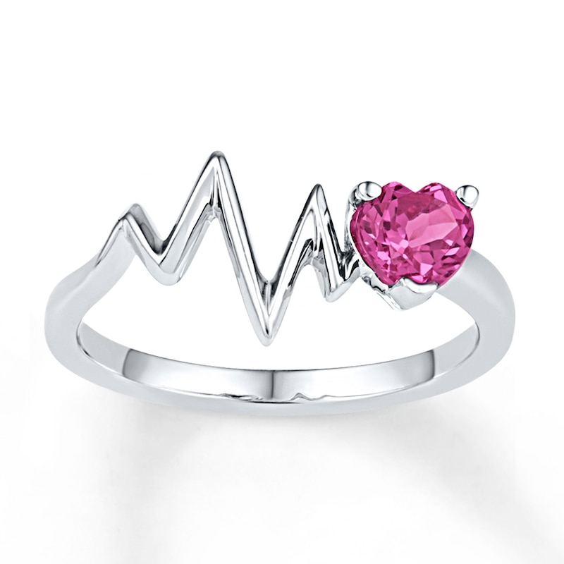 Heartbeat Ring Lab-Created Sapphire Sterling Silver