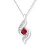 Thumbnail Image 0 of Lab-Created Ruby Diamond Accents Sterling Silver Necklace