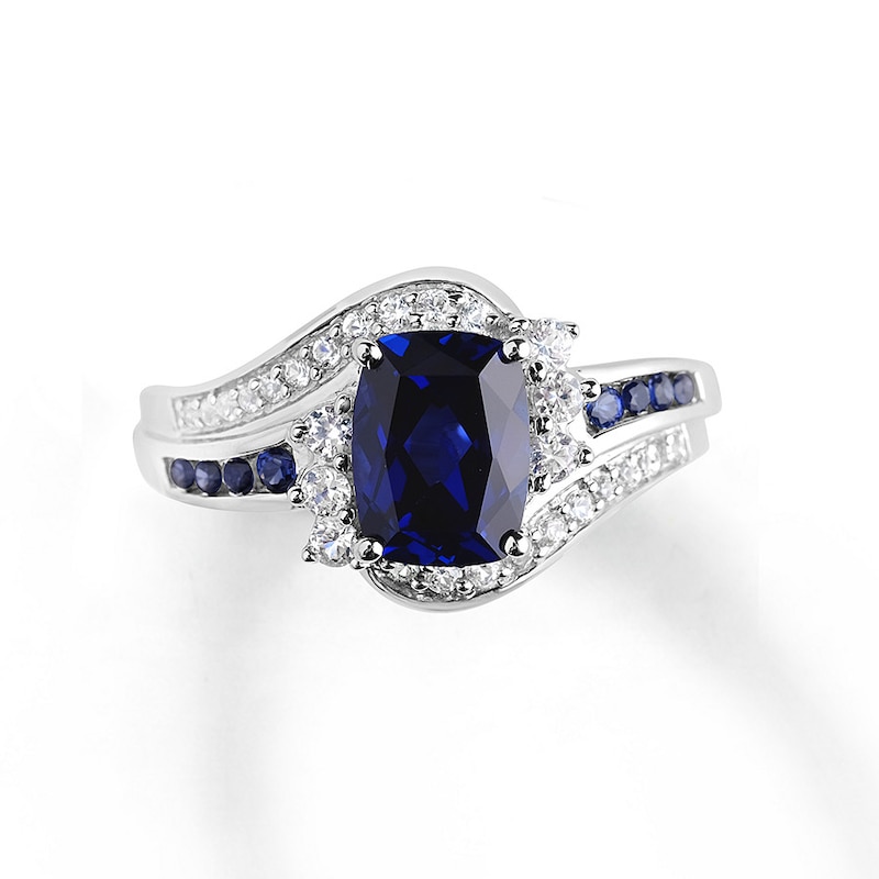 Lab-Created Sapphire Ring Blue & White Sterling Silver