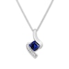 Thumbnail Image 1 of Lab-Created Blue & White Sapphire Necklace Sterling Silver