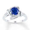 Thumbnail Image 0 of Lab-Created Sapphire 1/10 ct tw Diamonds Sterling Silver Ring