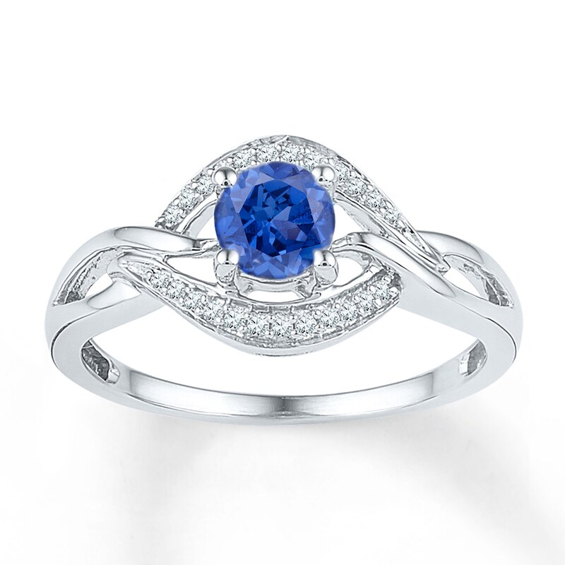 Main Image 1 of Lab-Created Sapphire 1/10 ct tw Diamonds Sterling Silver Ring